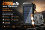 Die Venturio 80000mAh Solar Power Bank – Outdoor Ladegerät mit Kompass & LED