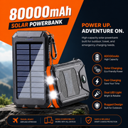 Die Venturio 80000mAh Solar Power Bank – Outdoor Ladegerät mit Kompass & LED